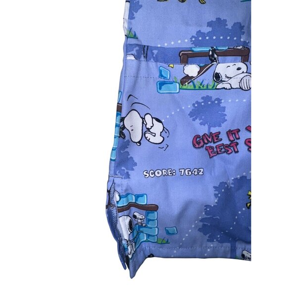 Peanuts Snoopy Scrub Top Cartoon Print M Blue 65% Polyester 35% Cotton - Picture 2 of 7